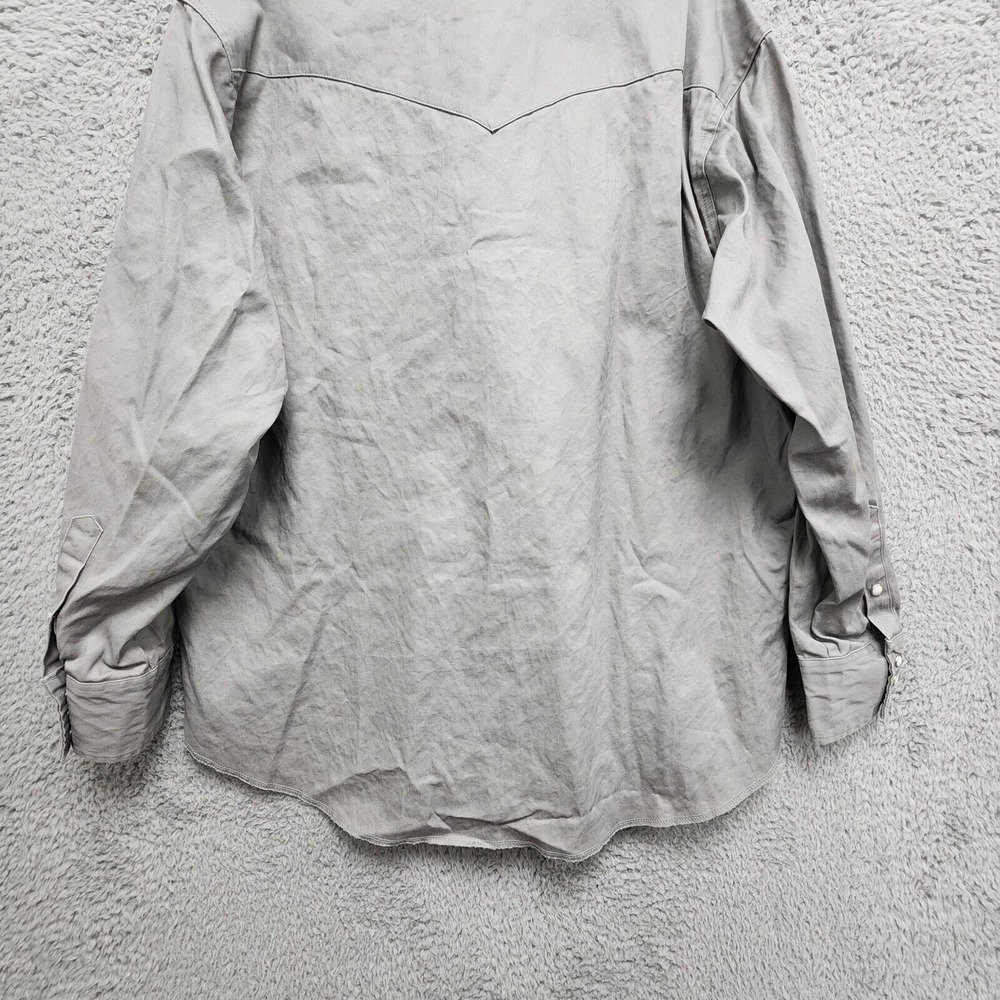 Wrangler Cowboy Cut Western‎ Firm Finish Work Shirt Mens 2X Gray Pearl Snap READ - Picture 12 of 15